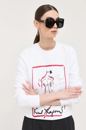 Karl Lagerfeld bluza KL x Ultimate ikon femei, culoarea alb, cu imprimeu