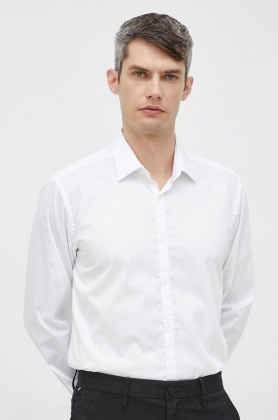 Karl Lagerfeld camasa din bumbac barbati, culoarea alb, cu guler clasic, slim