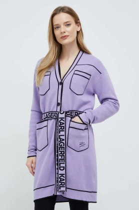 Karl Lagerfeld cardigan din amestec de lana femei, culoarea violet