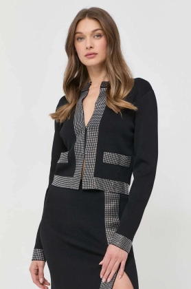 Karl Lagerfeld cardigan femei, culoarea negru, light