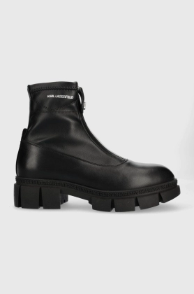 Karl Lagerfeld cizme de piele Aria femei, culoarea negru, cu toc plat