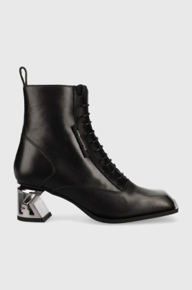 Karl Lagerfeld cizme de piele K-blok femei, culoarea negru, cu toc drept