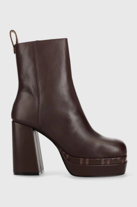 Karl Lagerfeld cizme de piele Strada femei, culoarea maro, cu toc drept