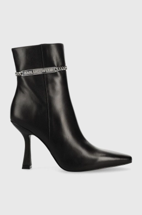 Karl Lagerfeld cizme de piele Verona femei, culoarea negru, cu toc cui