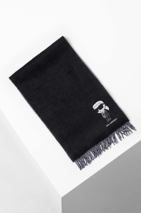 Karl Lagerfeld esarfa de lana culoarea negru, cu imprimeu