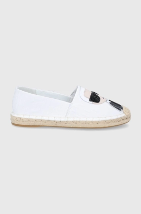 Karl Lagerfeld espadrile de piele Kamini culoarea alb