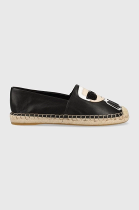 Karl Lagerfeld espadrile de piele KAMINI culoarea negru, KL80111A