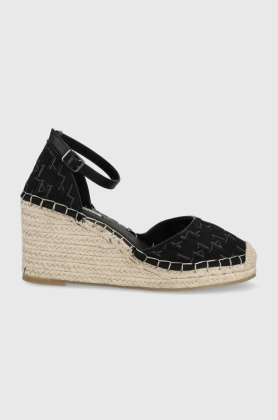 Karl Lagerfeld espadrile Kamini Mid culoarea negru, toc pana