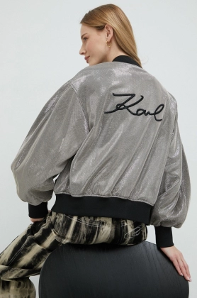 Karl Lagerfeld geaca bomber femei, culoarea gri, de tranzitie