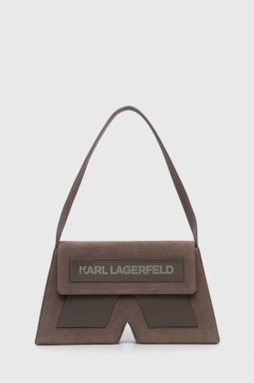Karl Lagerfeld geanta de mana din piele intoarsa culoarea maro
