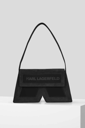 Karl Lagerfeld geanta de mana din piele intoarsa culoarea negru