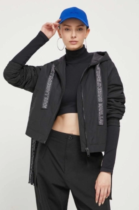 Karl Lagerfeld Jeans geaca femei, culoarea negru, de tranzitie, oversize