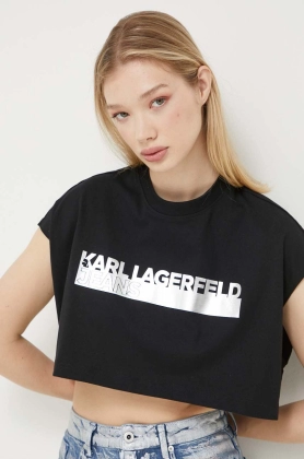 Karl Lagerfeld Jeans top din bumbac culoarea negru