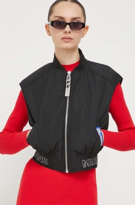 Karl Lagerfeld Jeans vesta femei, culoarea negru, de tranzitie