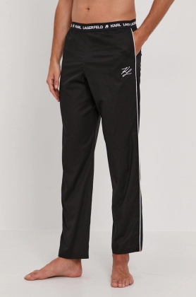 Karl Lagerfeld Pantaloni de pijama barbati, culoarea negru, cu imprimeu