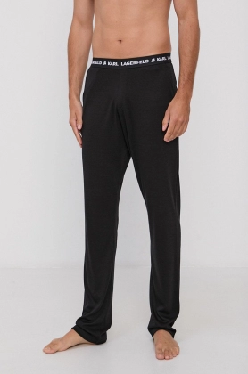 Karl Lagerfeld Pantaloni de pijama barbati, culoarea negru, material neted