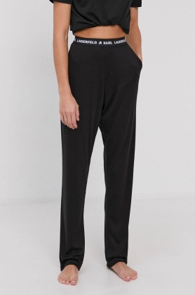 Karl Lagerfeld Pantaloni de pijama femei, culoarea negru