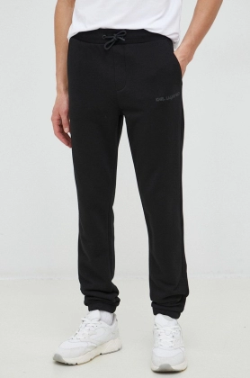 Karl Lagerfeld pantaloni de trening barbati, culoarea negru, cu imprimeu