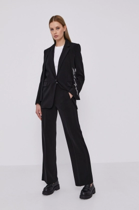 Karl Lagerfeld Pantaloni femei, culoarea negru, lat, high waist