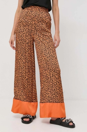 Karl Lagerfeld pantaloni femei, culoarea portocaliu, lat, high waist