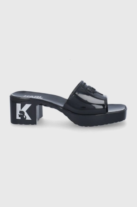 Karl Lagerfeld papuci Jelly Blok Heel femei, culoarea negru, cu toc drept