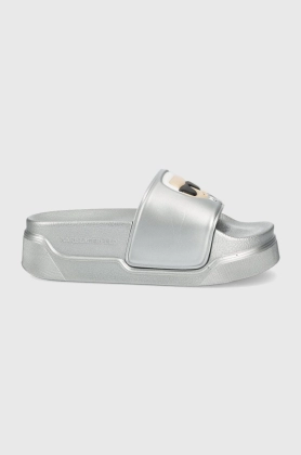 Karl Lagerfeld papuci Kondominium femei, culoarea argintiu, cu platforma