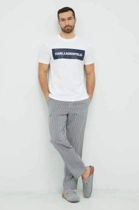 Karl Lagerfeld pijama barbati, culoarea albastru marin, cu imprimeu