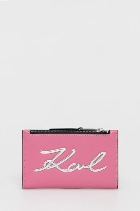 Karl Lagerfeld portofel de piele femei, culoarea roz