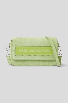 Karl Lagerfeld poseta de piele ICON K SM FLAP SHB SUEDE culoarea verde