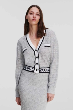 Karl Lagerfeld pulover femei, culoarea gri, light