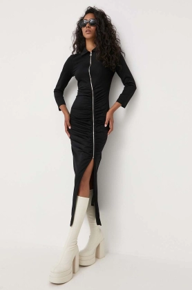 Karl Lagerfeld rochie din bumbac culoarea negru, maxi, mulata