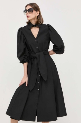 Karl Lagerfeld rochie din bumbac culoarea negru, midi, evazati