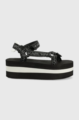 Karl Lagerfeld sandale Velocita Hi Wedge femei, culoarea negru, cu platforma