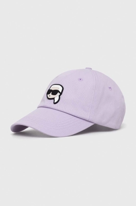 Karl Lagerfeld sapca de baseball din bumbac culoarea violet, cu imprimeu