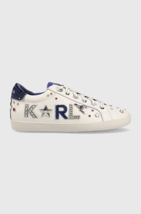 Karl Lagerfeld sneakers din piele KL60118 SKOOL culoarea alb