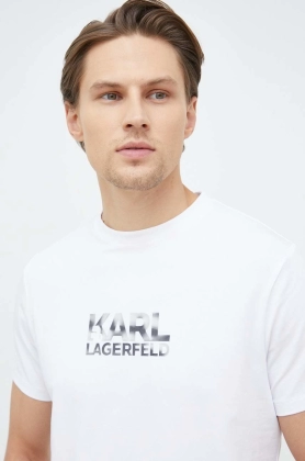 Karl Lagerfeld tricou barbati, culoarea alb, cu imprimeu