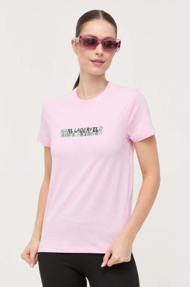 Karl Lagerfeld tricou din bumbac culoarea roz