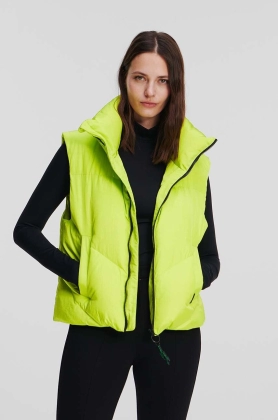 Karl Lagerfeld vesta de puf femei, culoarea verde, de iarna