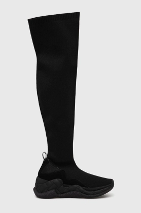 Kurt Geiger London cizme London Knit Otk Sock femei, culoarea negru, cu toc plat