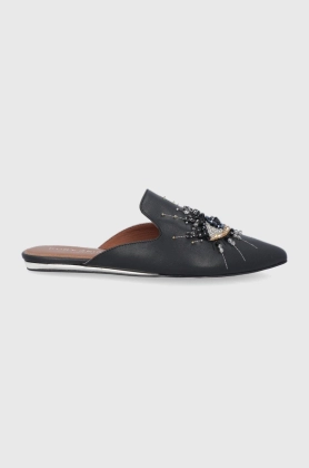 Kurt Geiger London Slapi de piele femei, culoarea negru