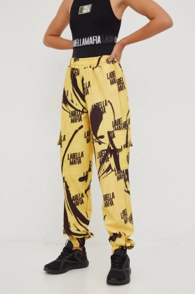LaBellaMafia pantaloni femei, culoarea galben, modelator