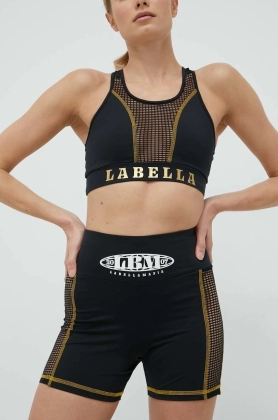 LaBellaMafia pantaloni scurti de antrenament Boxer femei, culoarea negru, cu imprimeu, high waist