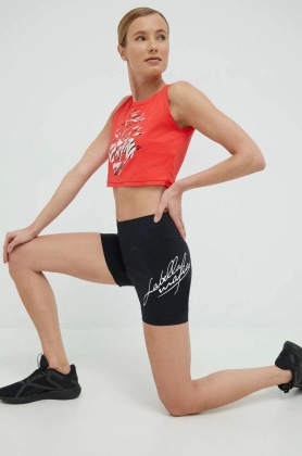 LaBellaMafia pantaloni scurti de antrenament Hardcore femei, culoarea negru, cu imprimeu, high waist