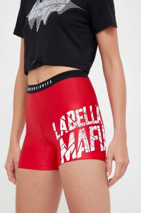 LaBellaMafia pantaloni scurti de antrenament Hardcore Ladies culoarea rosu, cu imprimeu, high waist