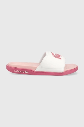 Lacoste papuci CROCO DUALISTE femei, culoarea alb, 45CFA0001