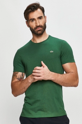 Lacoste tricou din bumbac culoarea verde, neted