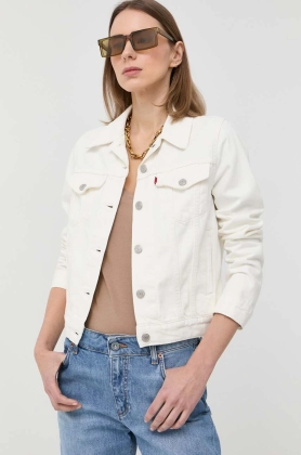 Levi\'s geaca jeans femei, culoarea alb, de tranzitie