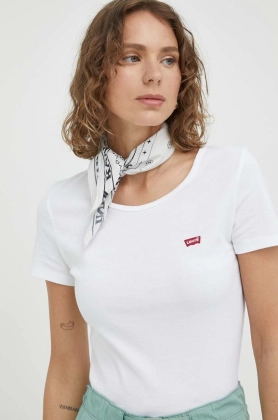 Levi\'s tricou 2-pack femei, culoarea alb