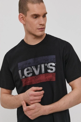 Levi\'s Tricou barbati, culoarea negru, cu imprimeu