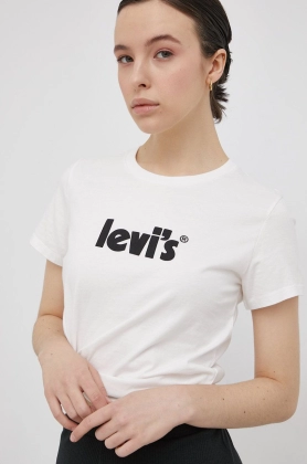 Levi\'s Tricou din bumbac culoarea alb